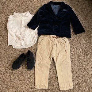 Zara Baby 18-24mo Velvet blazer, shirt, pant, boot